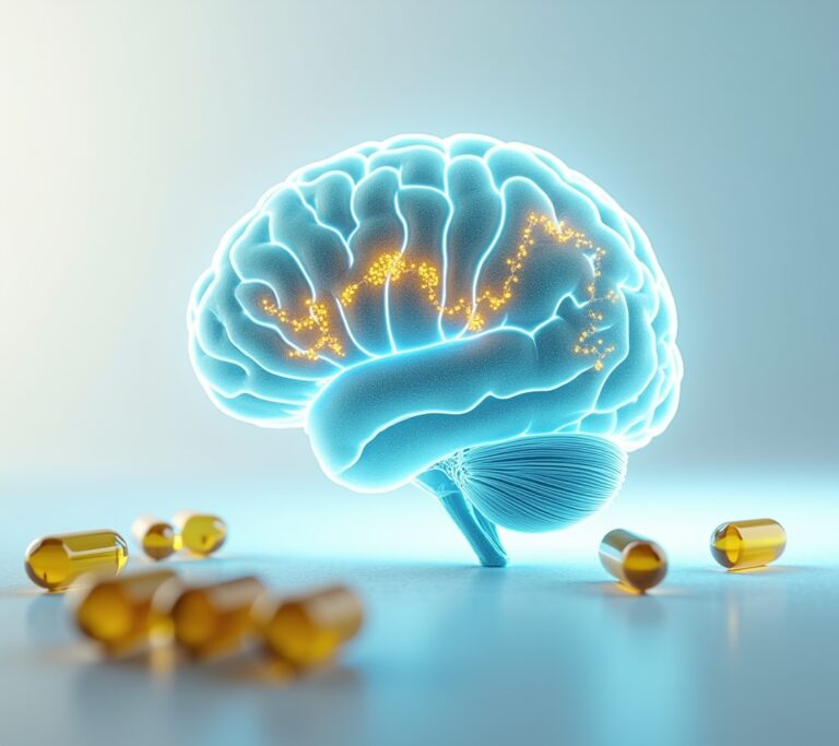 Golden fish oil softgels glistening in natural light on a white plate